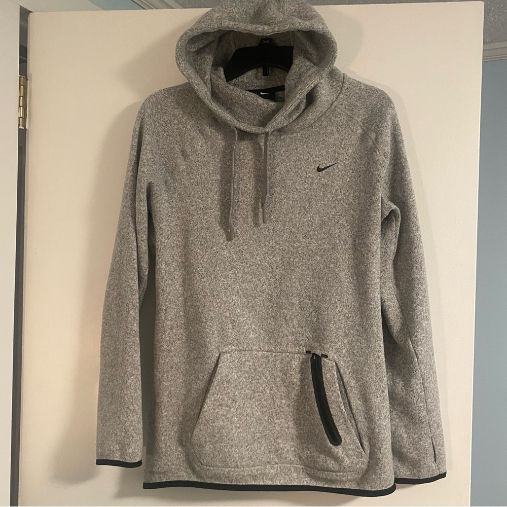 Nike Hoodie Womens L Gray Heather Gray Therma Fit Sweatshirt Athletic Gym Layers